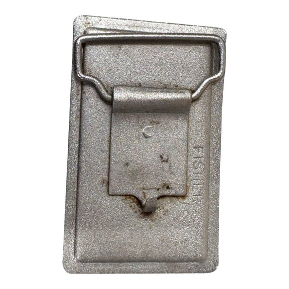 Vintage Peterbilt Chrome & Red Enamel Rectangle Belt Buckle Signed Fisher Retro - Picture 2 of 6